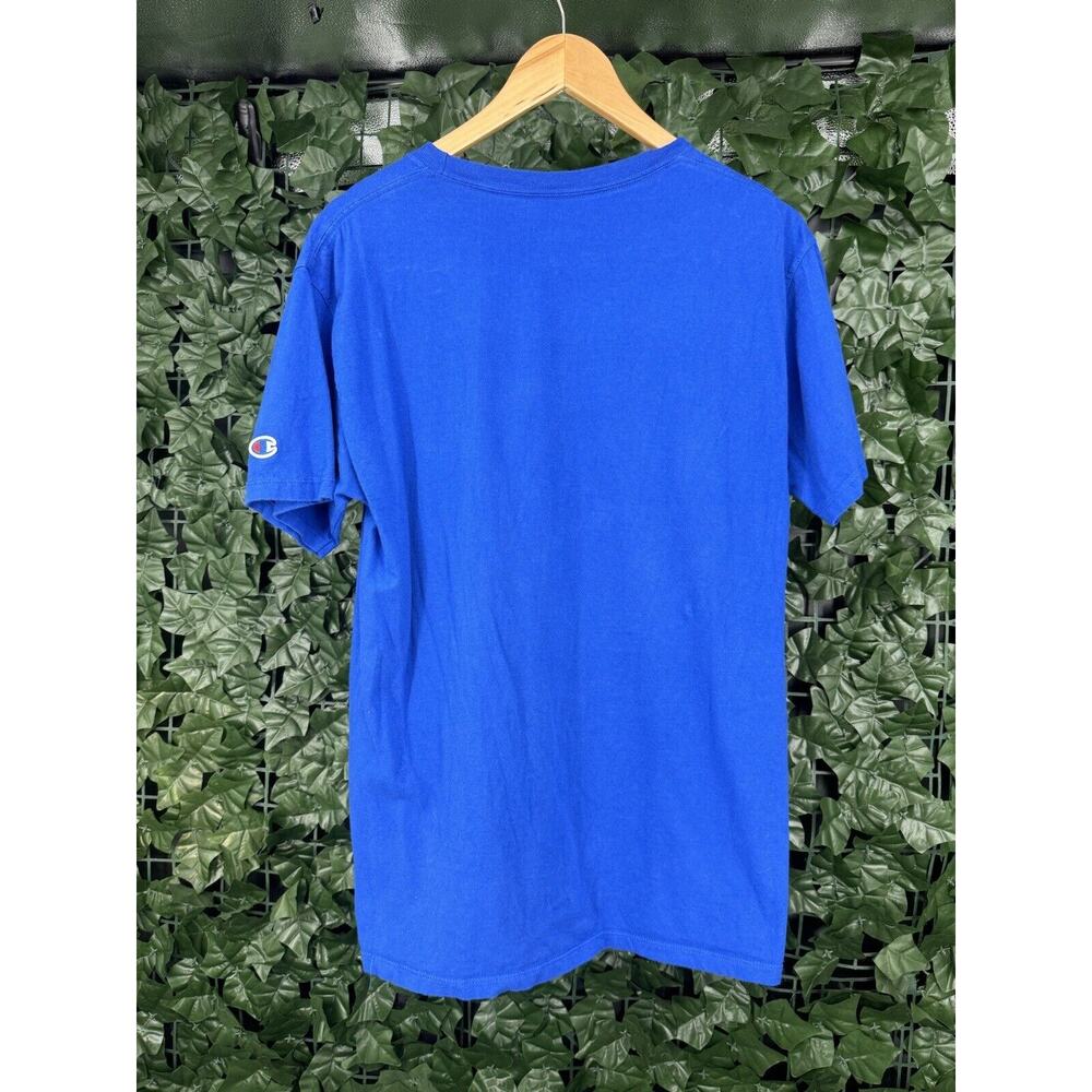 Champion Men’s Classic Vintage Script Logo T-Shirt Bozetto Blue. medium - Picture 4 of 5